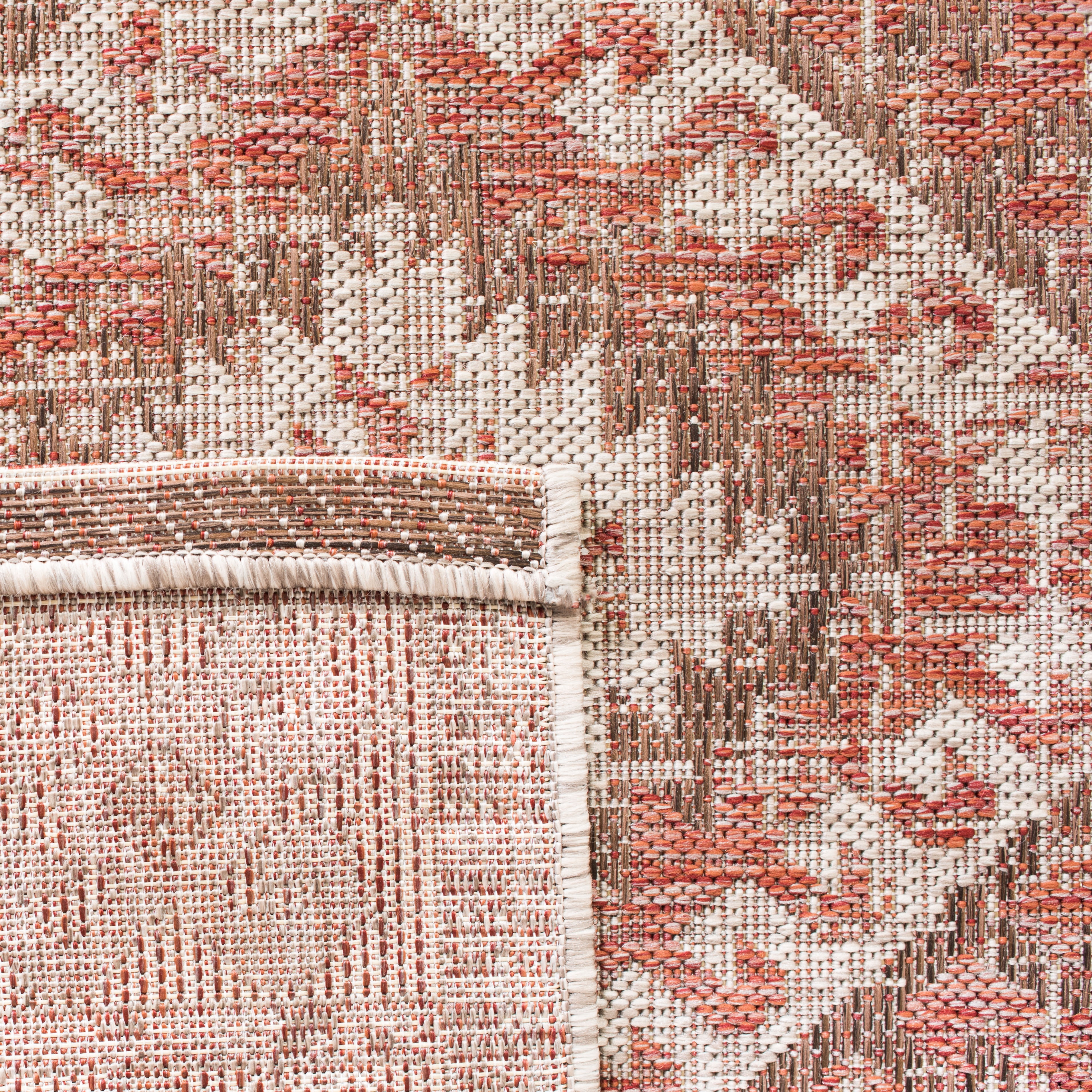 SAFAVIEH Courtyard Davin Aztec Indoor/Outdoor Area Rug, 5'3" x 7'7", Beige/Red