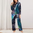Cauagu Colorful Plant Wolf Print Women's LongSleeve Pajamas Set Soft