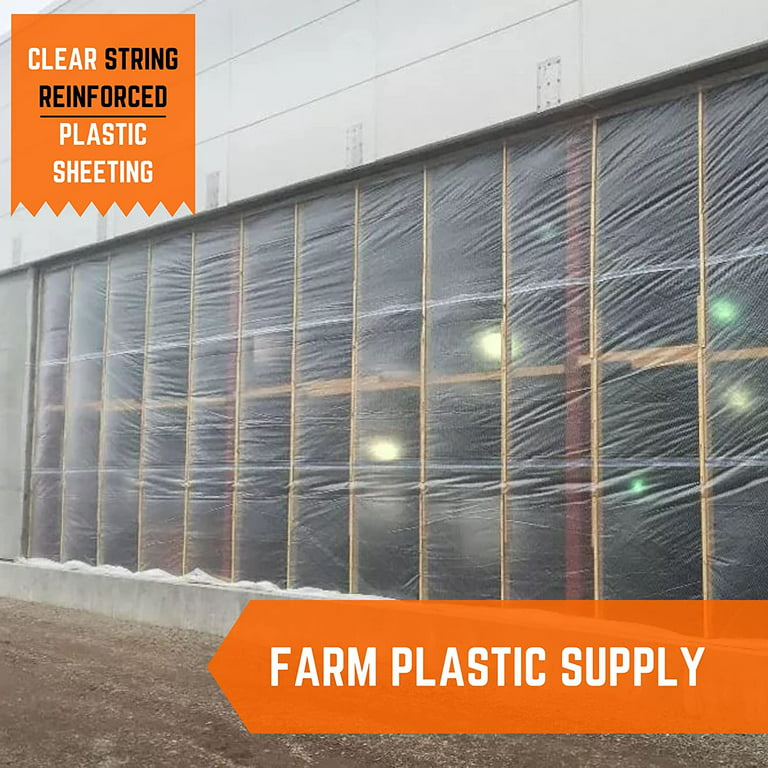 Farm Plastic Supply - Dura Skrim String Reinforced Clear Plastic Sheeting - 6 Mil - (6' x 100') - Reinforced Poly Film Tear Resistant, Weatherproof