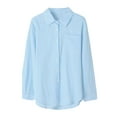 thumbnail image 4 of vigerkar Fitted Button Down Shirts for Women Long Sleeve Summer Shirt Casual Beach Work Collared Cotton Linen Tops Blue, XXL, 4 of 9