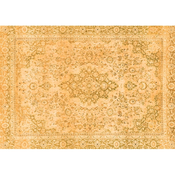 Ahgly Company Machine Washable Indoor Rectangle Abstract Orange Modern Area Rugs, 2' x 3'