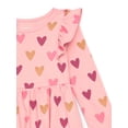 thumbnail image 3 of Garanimals Toddler Girl Long Sleeve Printed Dress with Ruffle Shoulders, Sizes 18M-5T, 3 of 3