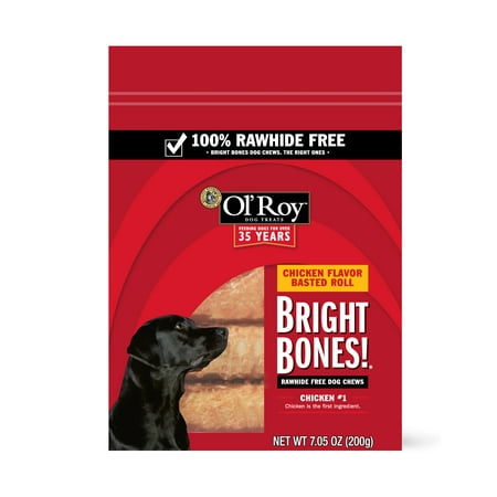 Ol' Roy Bright Bones Rawhide-Free Dog Chews, Chicken Flavor Basted Rolls, 7.05