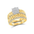 thumbnail image 2 of 10kt Yellow Gold His Hers Round Diamond Nugget Cluster Matching Wedding Set 3/8 Cttw, 2 of 5