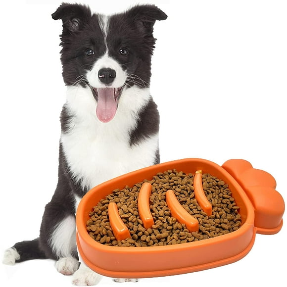 Slow Feeder Dog Bowls, Anti-Gulping Dog Food Bowls for Small Medium Size Dog Puppy Bowls with Safe, Non-Toxic and Harmless Materia(Orange)