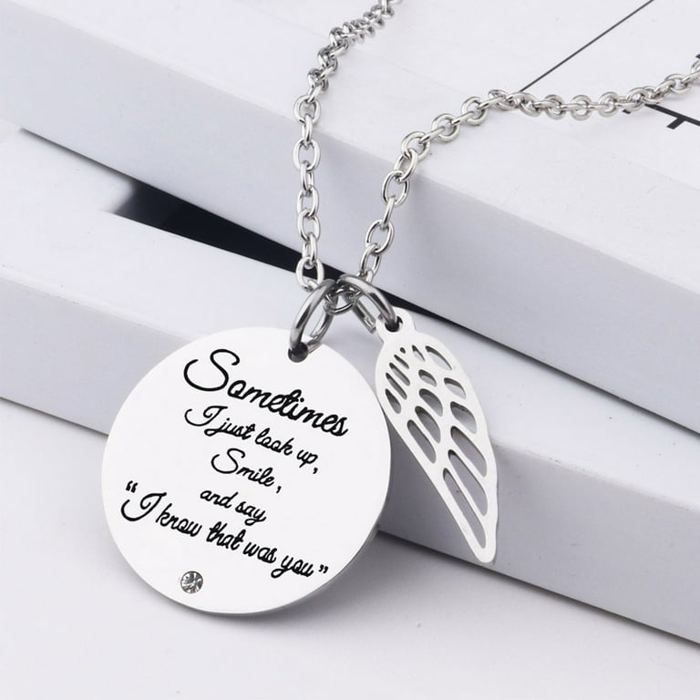 Up to 65% off amlbb Women's Pendant Necklace Angel Necklace For Women  Diamond-Encrusted Angel Wing Love Necklace-Sometimes I Just Smile And Say