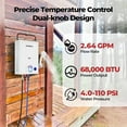 thumbnail image 5 of CAMPLUX First 2.64GPM 68,000 BTU Portable Propane Outdoor Tankless Water Heater F10, Camping Water Heater with LED Digital Display, 5 of 10