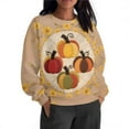 thumbnail image 3 of SCSAlgin Women's Thanksgiving Splice Vintage Printed Round-neck Casual Sporty Long-sleeved Fleece Sweatshirt Tops, 3 of 7