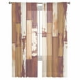 thumbnail image 3 of ERUNPONLY Brown Beige Sheer Curtains 63 Inch Length 2 Panels Set, Vintage Farmhouse Shabby Wooden Grain Voile Window Treatment Curtains Sheers Drapes for Bedroom/Living Room/Kitchen 52x"63"x2, 3 of 7