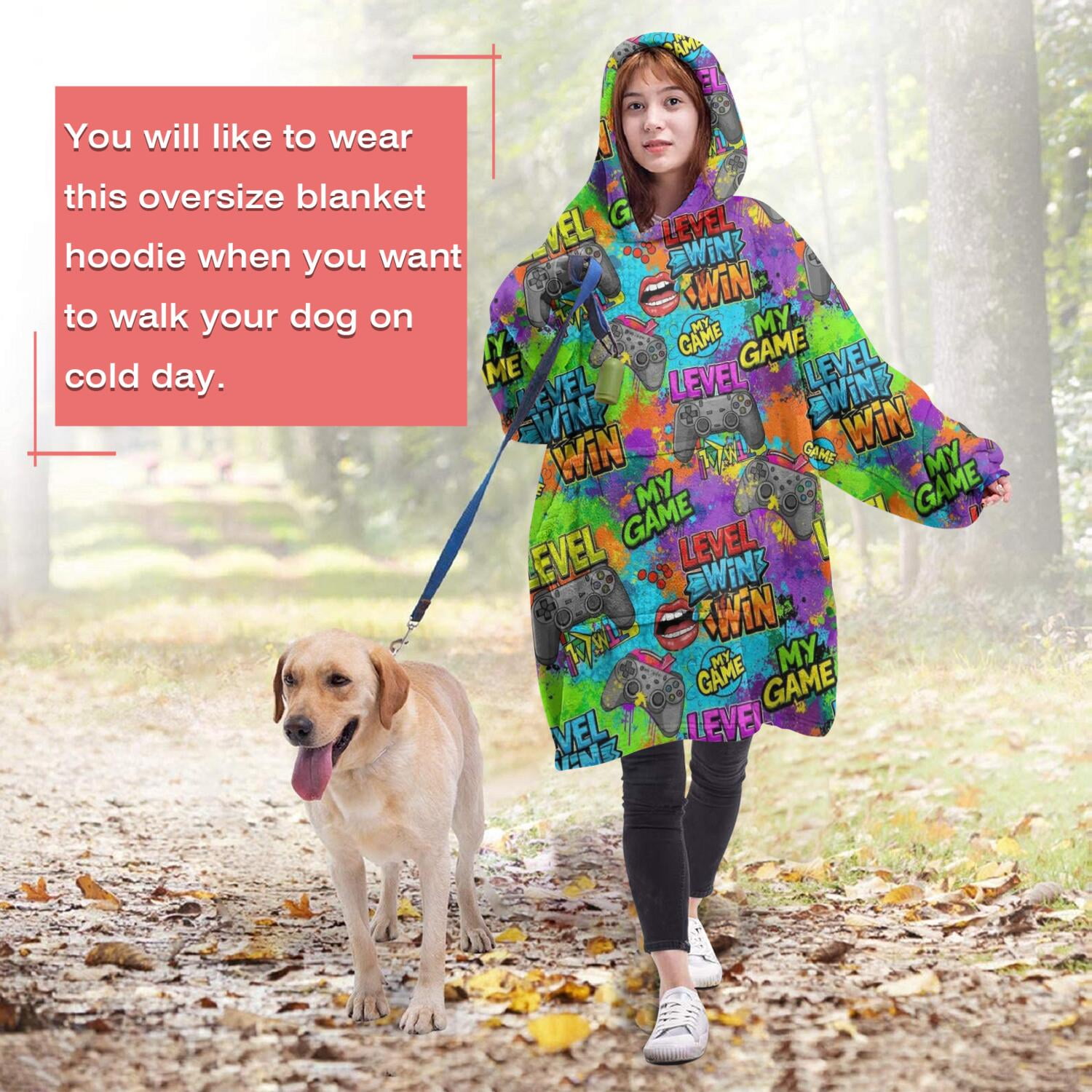 Wearable Oversized Blanket,Multicolor Controllers Games Icons Colorful Pattern Wearable Blanket Hoodie for Adults,Cozy Hooded Blankets with Super Pockets,Super Warm Fuzzy Pullover for Women & Men