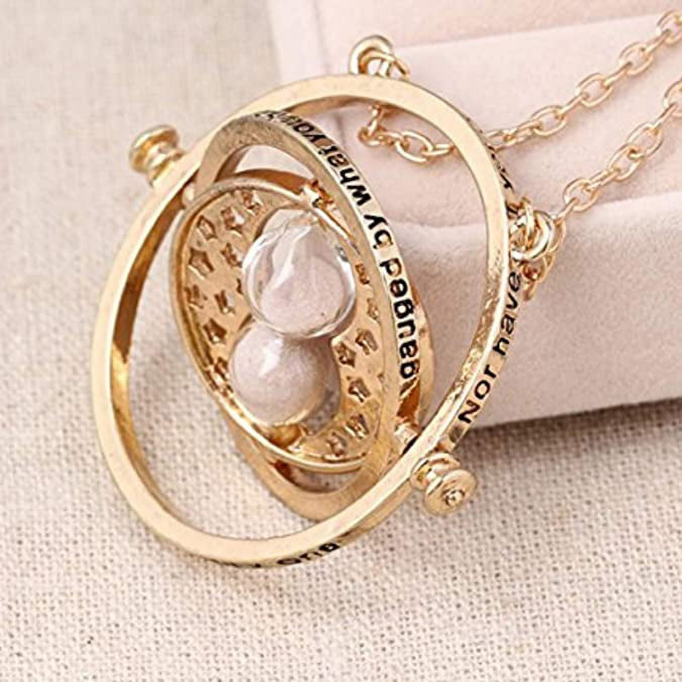 Buy JAZLOG Harry Potter Time Turner Necklace Hermione Granger Rotating  Spins Gold Hourglass | (White Sand) Online at Low Prices in India -  Amazon.in