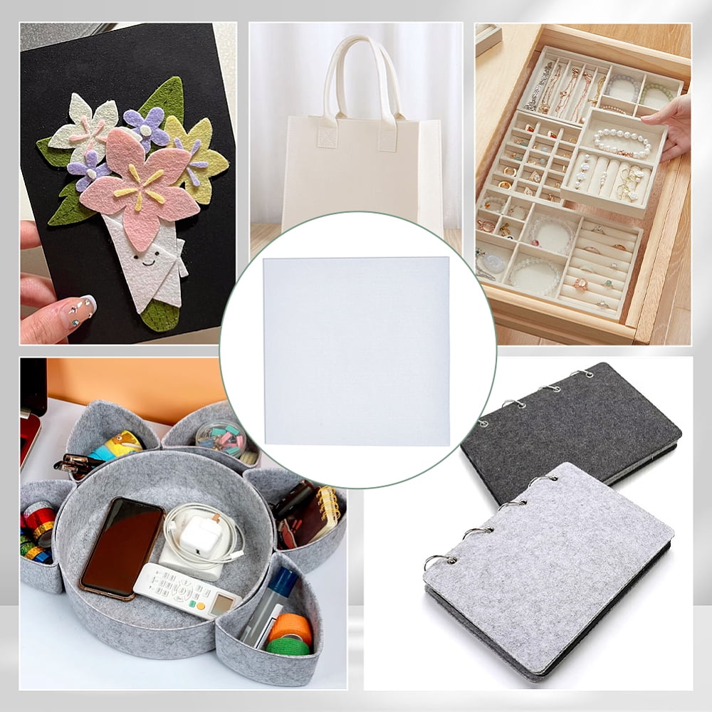Self-adhesive Felt Fabric for DIY Craft Square White 29.7x29.7x0.3cm