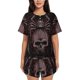thumbnail image 1 of Balery Spider with Skull Conjunto de Pijama para Mujer con Estampado, Dos Piezas de Manga Corta y Shorts, Ropa de Dormir Suave con Cuello Redondo y Bolsillos-Large, 1 of 6