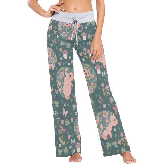 GZHJMY Women's Pajama Pants Flowers Hedgehogs Comfy Stretch Sleepwear Essentials womens Lightweight Lounge Terry Pajama Pant, X-Large