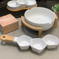 thumbnail image 2 of Matt Collection Snack Dish With Divided Porcelain Compartments and Bamboo Handle 36x13x5cm, 2 of 6