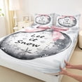 thumbnail image 3 of Manfei Grey Christmas Ball Bed Sheets, Pink Princess Bowknot King Sheets, Winter Snowflake Sheet Set, Luxury Bedroom Decor, 4 Pieces, 3 of 7