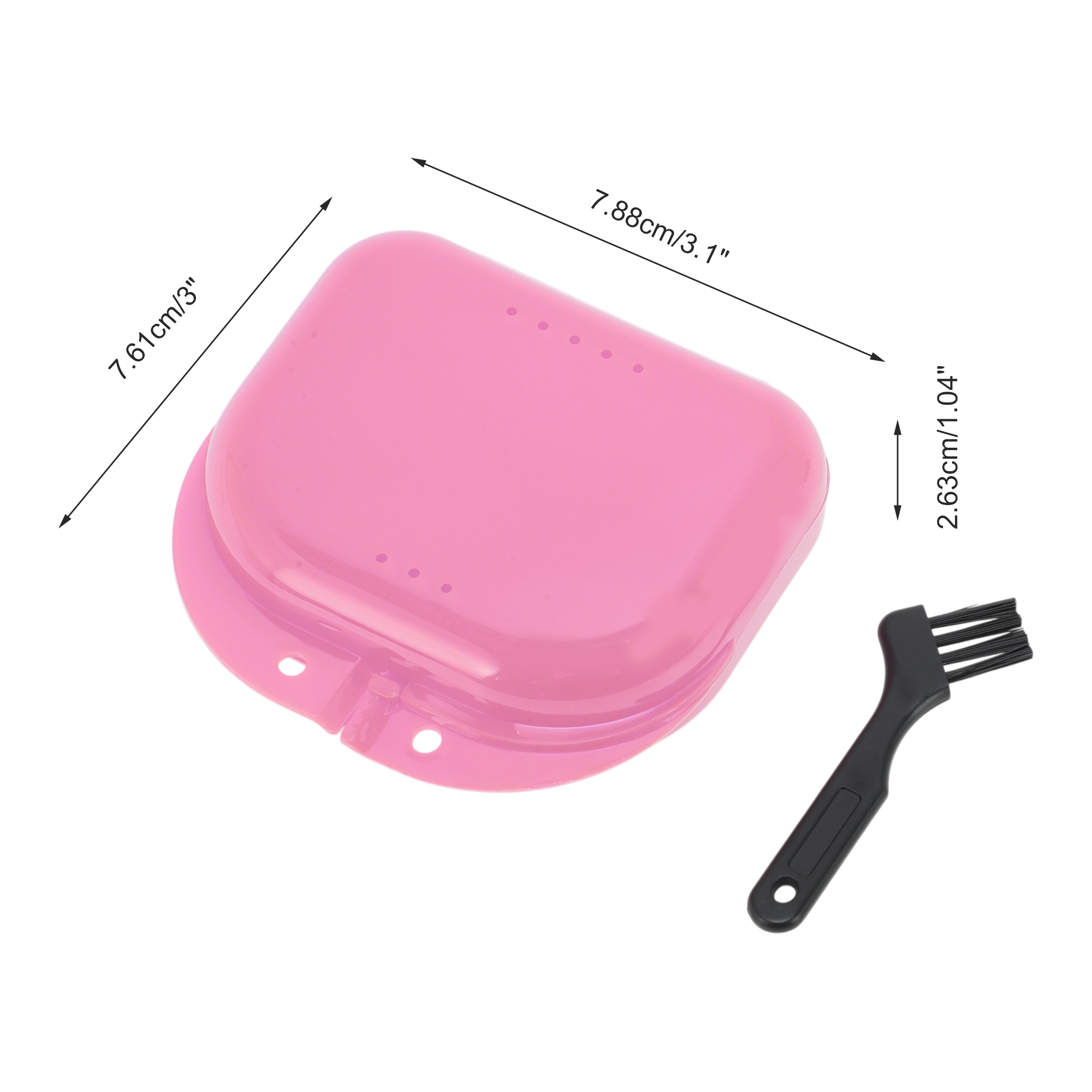 Unique Bargains Mini Braces Box with Brush 1 Set Pink