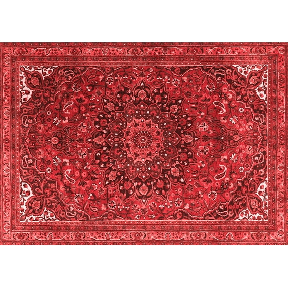 Ahgly Company Indoor Rectangle Medallion Red Traditional Area Rugs, 8' x 12'