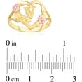 thumbnail image 2 of Floreo 10k Yellow Gold A-Z Letter Initial Ring with Heart and Rose Gold Flower Design, Sizes 4-9, 2 of 4