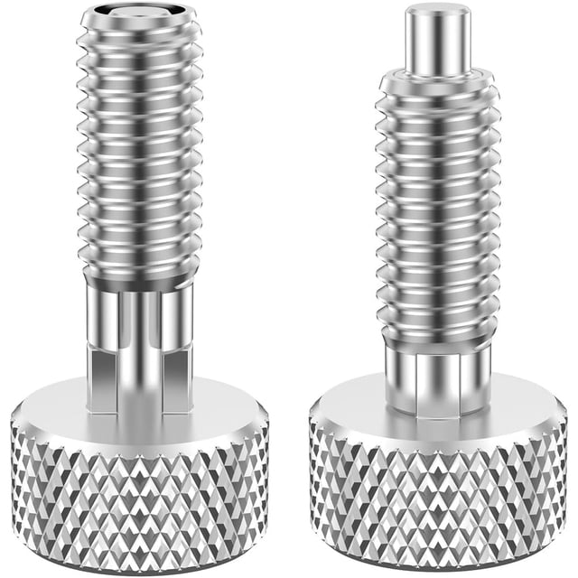 Yazoeia 2Pcs Hand Retractable Spring Plunger Stainless Steel Lock Out M6 Type Quick Release Pins Sturdy Plunger Screw with 0.500inch Thread Length for Rolling Tool Boxes Molds CJC912-148569