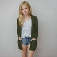 thumbnail image 2 of THDHVS Girls Sweaters,Cardigan for Girls,Lightweight Open Front Shirts with Pockets Kids Girls Casual Soft Jacket Army Green 13-14 Years, 2 of 7
