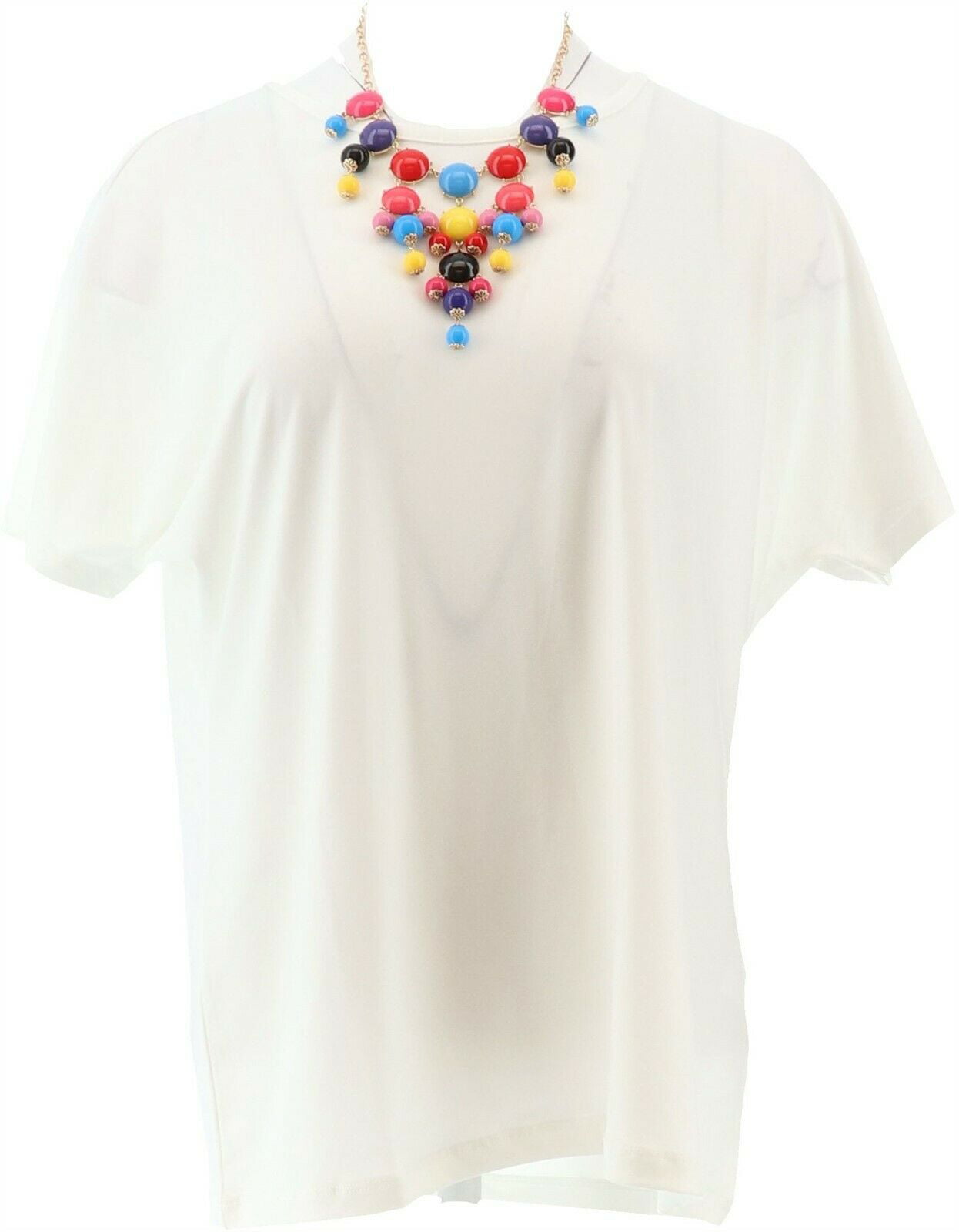 IMAN City Chic 2Pc Tee Necklace BLACK WHITE S NEW 690-332