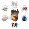 thumbnail image 4 of Pofeuu Castle Cool Fire Dragon Print Laundry Basket, Laundry Hamper, Collapsible Laundry Baskets, Dirty Clothes Hamper, Waterproof with Foam Protected Aluminum Handles, 4 of 5