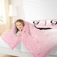 thumbnail image 3 of jejeloiu Black Initial G Full Size Comforter Sets For Girls,Cute Coquette Bow Bedding Sets For Kids,Pink Reversible,3-Piece, 3 of 7