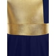 thumbnail image 5 of TiaoBug Women Asymmetrical Metallic Color Block Tunic Dress Lyrical Dance Costume Praise Liturgical Dancewear Navy Blue L, 5 of 7