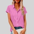 thumbnail image 2 of Levmjia Womens Tops Short Sleeve Lapel Blouse Cotton Linen Button Down Casual Tunic Shirt Comfortable Soft Loose Fit Spring Summer, 2 of 7