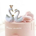 thumbnail image 3 of TISHITA 2xResin Swan Statue Figurines Sculpture Cake Dashboard Decor Large Pink 2 Pcs, 3 of 7