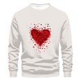 thumbnail image 3 of WREESH Matching Couple Sweatshirt Valentine's Day Outfit, 1 Piece Heart Printed Pullover Tops Anniversary Valentine Gifts for Him and Her White, 3 of 4