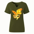 thumbnail image 5 of Craaazy Mardi Gras Shirts for Women Short Sleeve Casual Carnival Printed V-neck T-shirts Gifts, 5 of 6