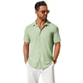 thumbnail image 6 of COOFANDY Mens Waffle Shirts Short Sleeve Button Down Untucked Shirt Summer Wedding Shirt, 6 of 7