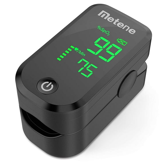 Metene Pulse Oximeter Fingertip, Blood Oxygen Saturation Monitor with Lanyard and Batteries (Black)