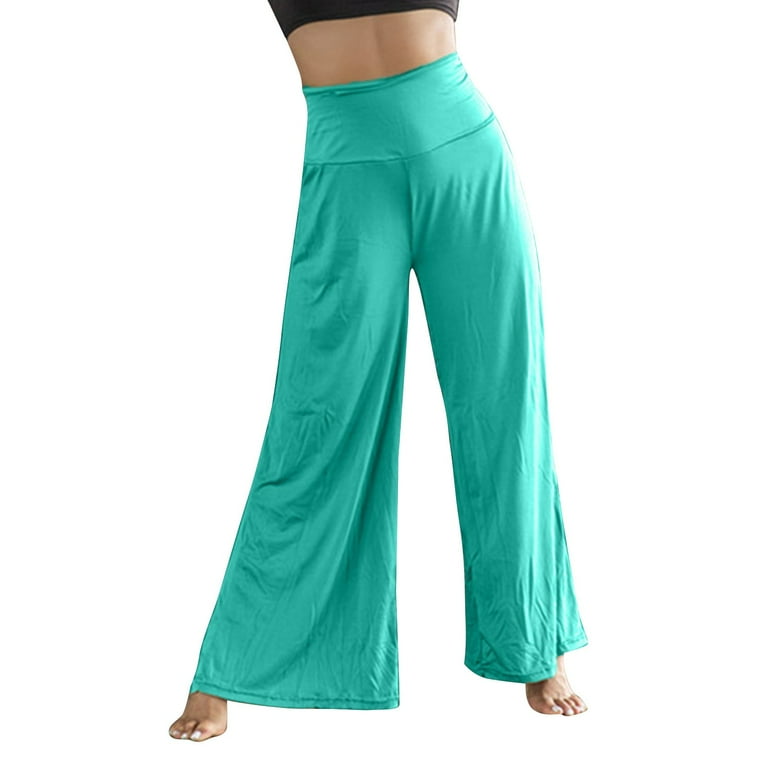 xinqinghao plus size yoga pants for women womens casual high waist loose  solid color comfy stretch yoga wide leg pants wide leg yoga pants polyester