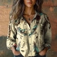 thumbnail image 3 of Womens Tops Casual Print Long Sleeve Cotton Button Blouse Spring Summer Shirts for Women Yellow 2Xl, 3 of 3