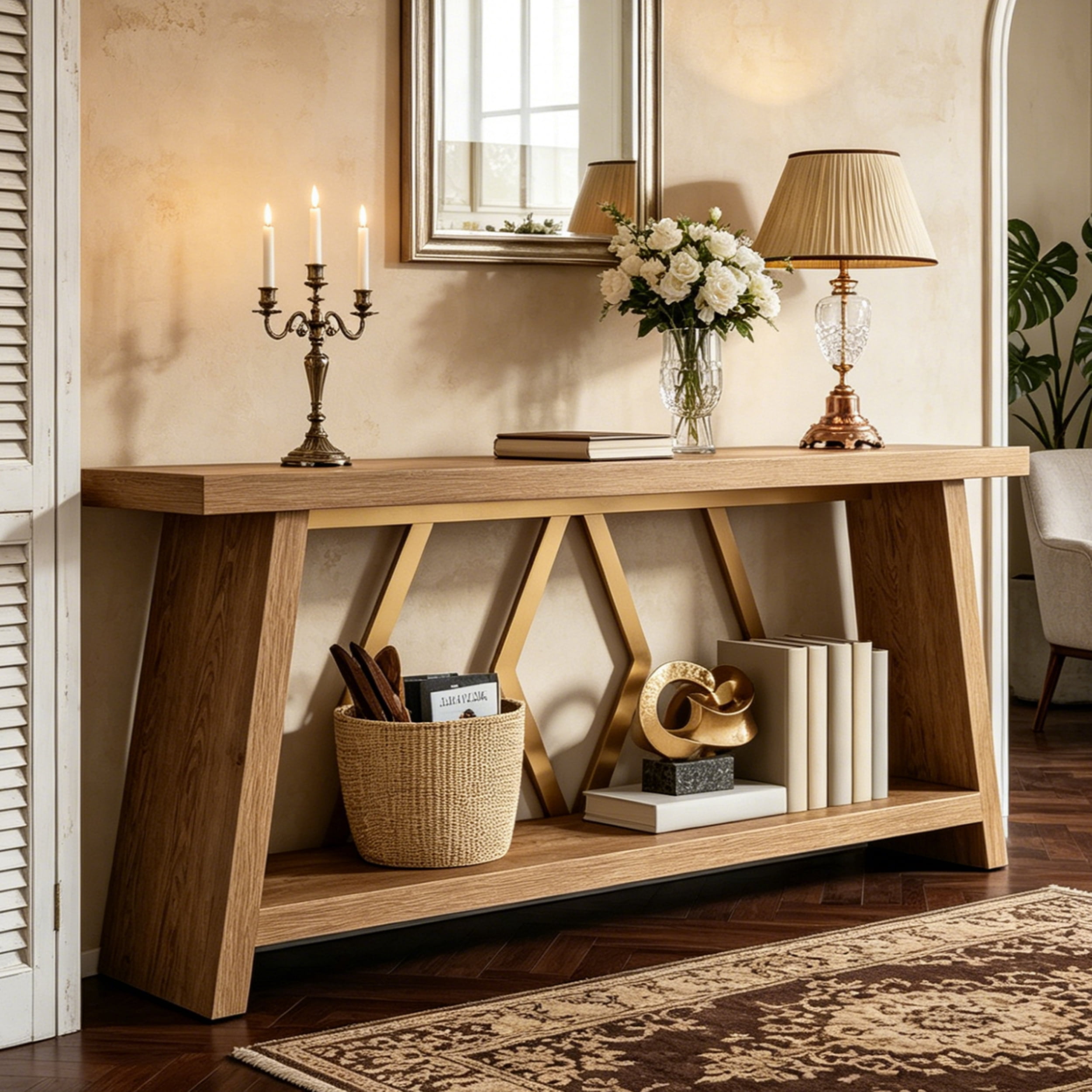 Fnova 70.86" Farmhouse Console Table for Entryway, 2-Tier Storage Long Narrow Wood Entryway Sofa Table, Easy Assembly, for Living Room Staircase Hallway Decor