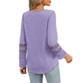 thumbnail image 4 of UVN Fall Blouses for Women Long Sleeve V Neck Tunic Tops Casual Hollow Out Curved Hem Dressy Shirts, 4 of 8