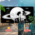 thumbnail image 5 of 1 Pcs 2D Flat License Plate Covers & Frames, Skull Planet with Saturn For Decorative Front, Waterproof For Decoration Aluminum License Plate Covers & Frames Cover For Men Women, 12" X 6", 5 of 7