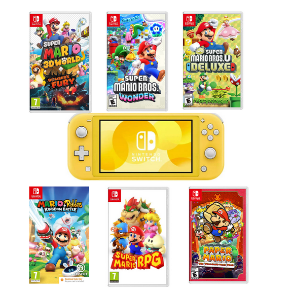 Restored Restore Nintendo Switch Lite Game Console with One Mario Game - Yellow (Refurbished)