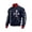 Navy, variant on Men's USA Full-Zip Jacket Patriotic Graphic Outerwear American Flag Print Long Sleeve Casual Sporty Bomber with Stand Collar Red XXL