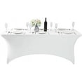 thumbnail image 3 of 6 Pack Spandex Table Cover for 6FT Table Universal Fitted Stretch Tablecloth for Party, Banquet, Wedding and Events-White, 3 of 12