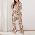 thumbnail image 2 of Sigee Woodland Animals in Neutral Tones for Women’s Pajama Sets Long-Sleeved Pjs Sets for Women 2 piece Sleepwear-Small, 2 of 7