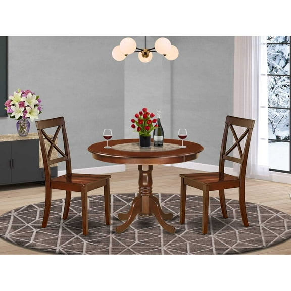 East West Furniture Dining Room Set Mahogany, HLBO3-MAH-W