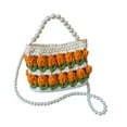thumbnail image 2 of Kit de bolsa de crochet de tejido de bricolaje adultos 7.09x2.76x5.12 "Flower manual tejido a mano Naranja verde beige, 2 of 8