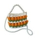 thumbnail image 2 of Kit de bolsa de crochet de tejido de bricolaje adultos 7.09x2.76x5.12 "Flower manual tejido a mano Naranja verde beige, 2 of 8