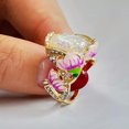 thumbnail image 4 of K-KED Women Multicolor 925 Silver Rings Cubic Zirconia Wedding Delicate Jewelry Gift Size 6-10-Flower-7, 4 of 6