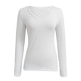 thumbnail image 6 of Women's Slim Fit V Neck Long Sleeve Tee, Stretchy Basic Top, Lightweight Casual Layering Shirt, 6 of 6