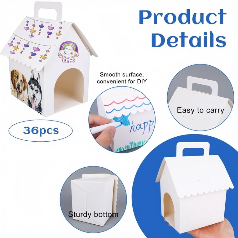 Report Paperboard Dog House Shaped Party Favor Boxes, Blank DIY Foldable Paperboard Puppy ...